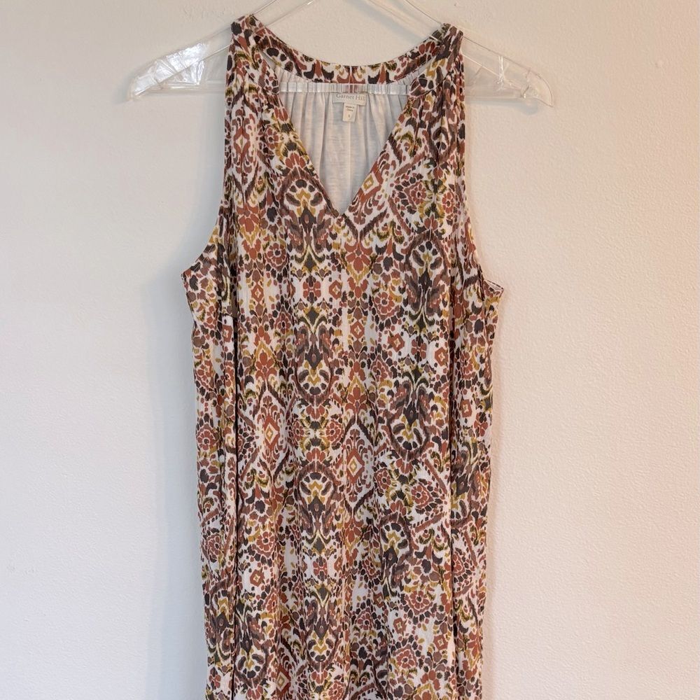 Garnet Hill Sleeveless Lined Tribal Patterned Gauze Coastal Casual Size Small